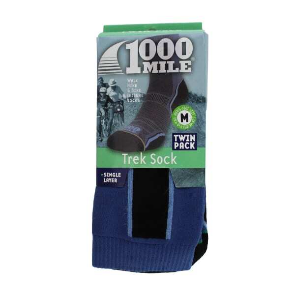 1000 Mile men's Trek socks twin pack - British product
