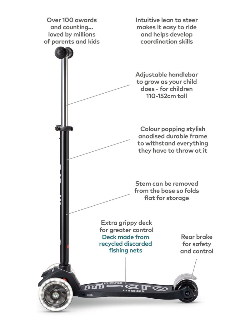 Micro Scooters Black LED Maxi Scooter (British brand)