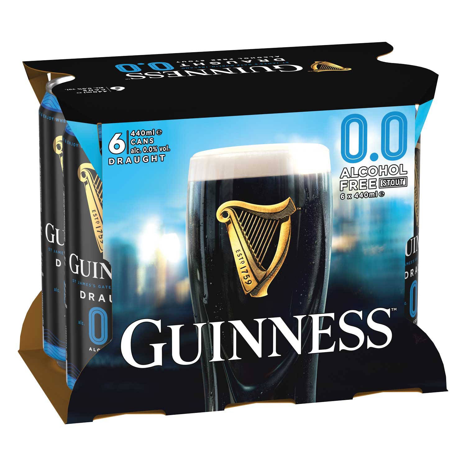 Guinness 0% stout 6 pack 440ml (British brand)