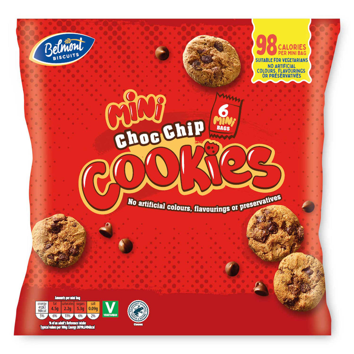 Belmont mini chocolate chip cookies 6 pack (British brand)