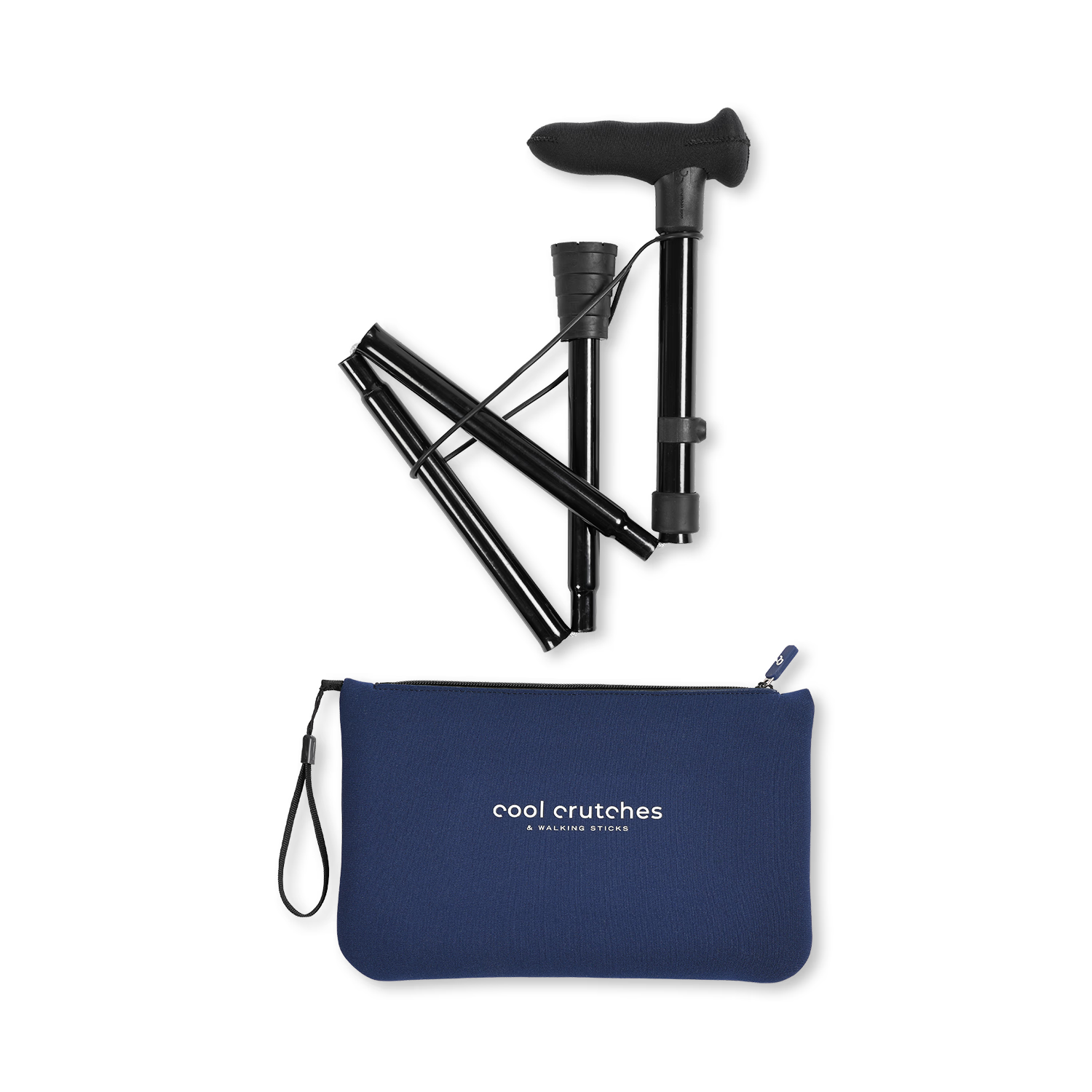 Cool Folding Walking Stick left hand black, UK version
