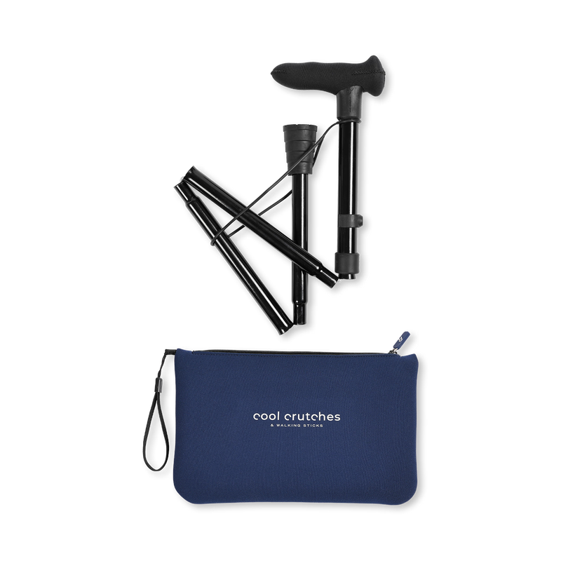 Cool Folding Walking Stick left hand black, UK version