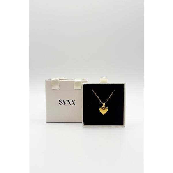 SVNX chunky heart pendant necklace in gold 40cm (British brand)