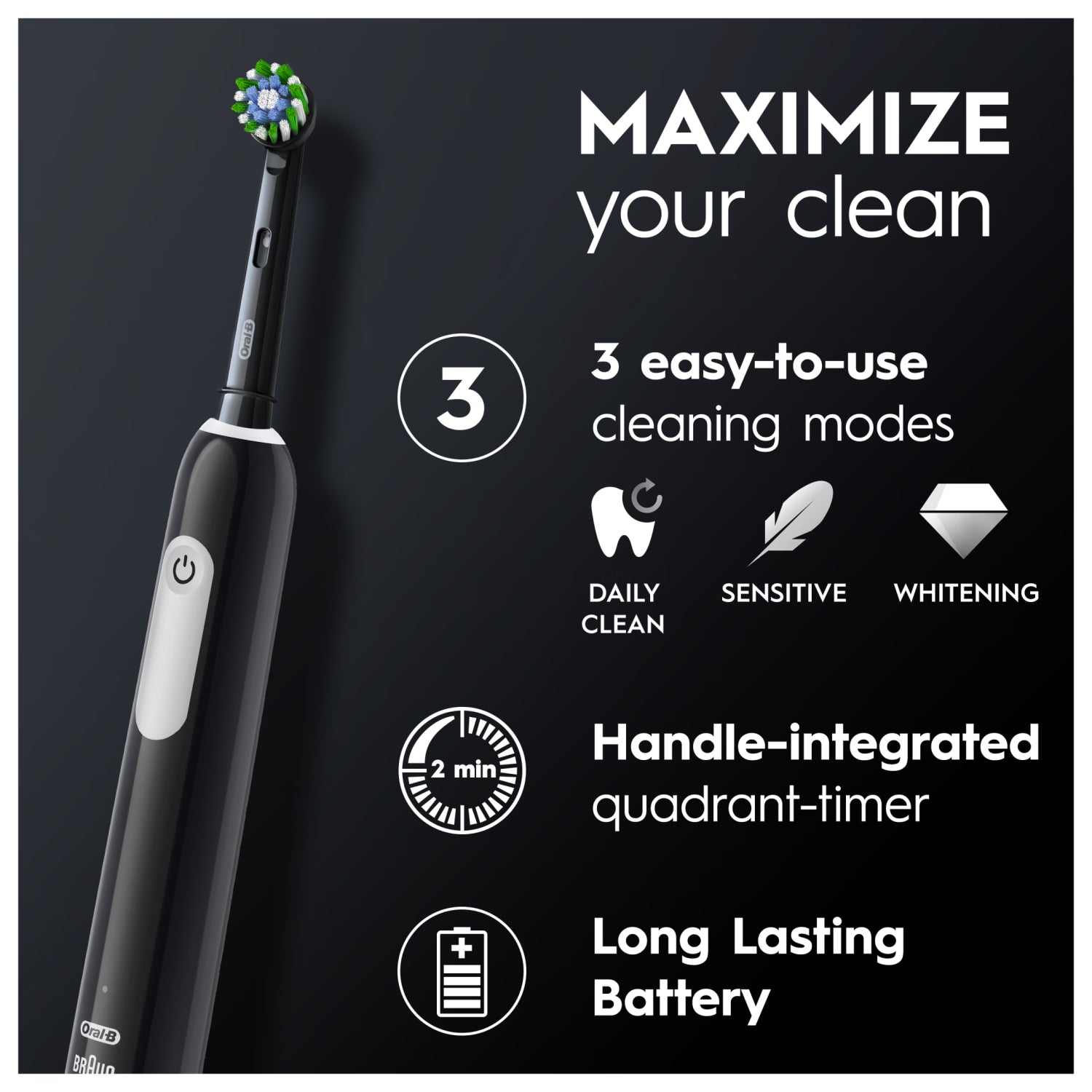 Oral-B Pro Series1 rechargeable toothbrush black with travel case, imported from the UK
