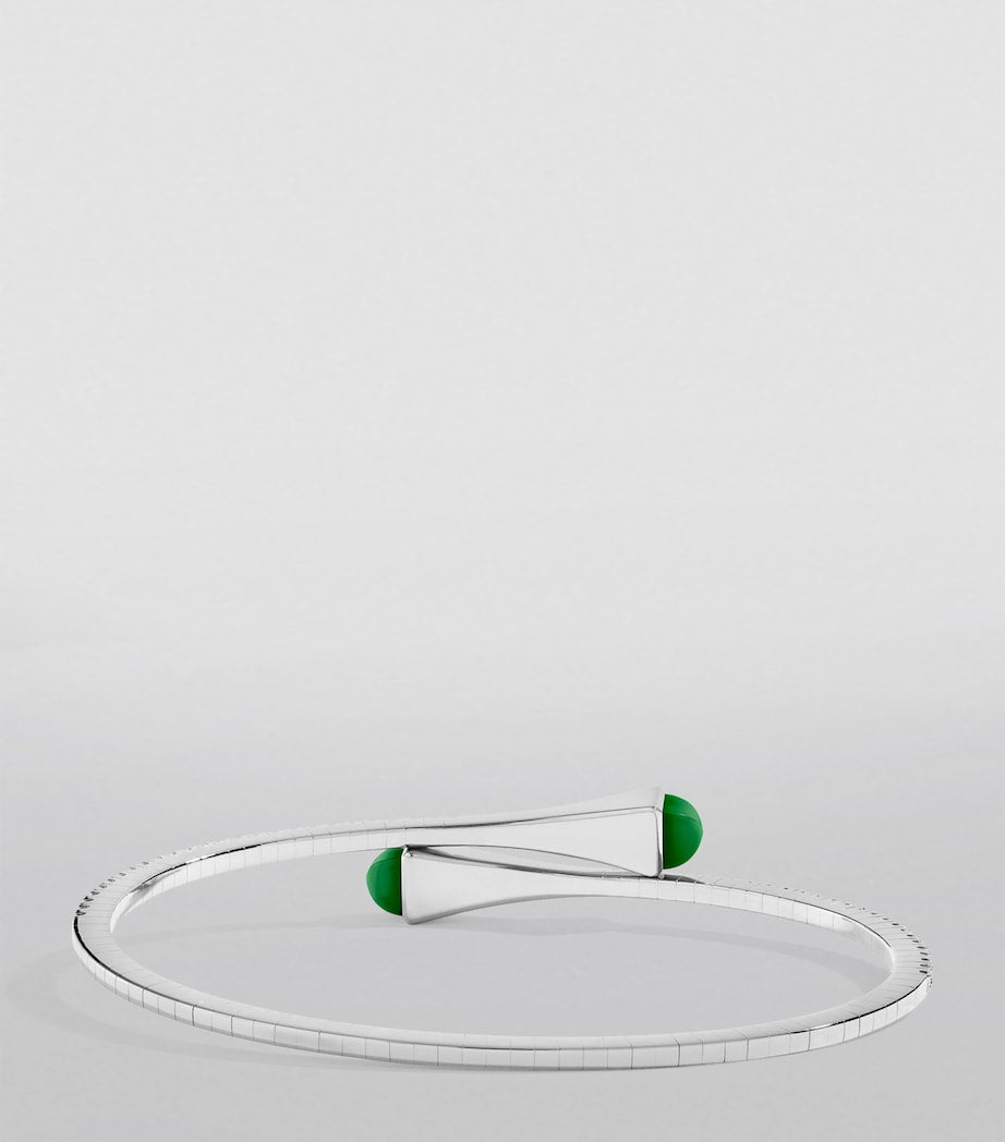 Marli New York Cleo slip-on bracelet white gold diamond green agate, imported from the UK