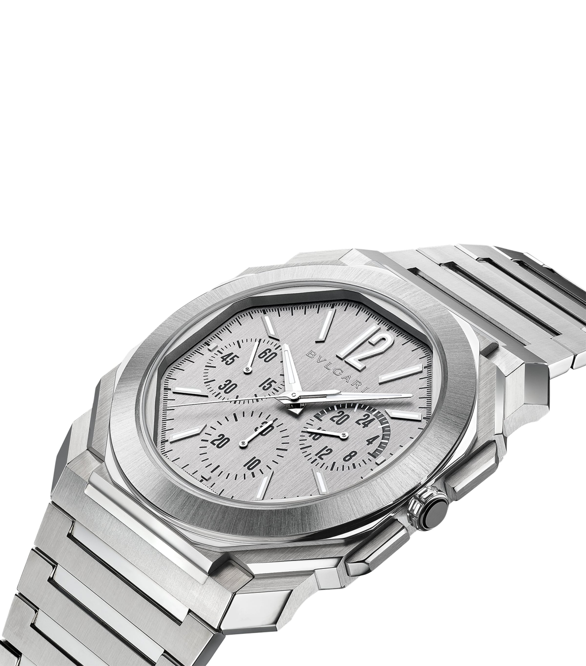 Bvlgari Octo Finissimo Chronograph GMT watch 43mm stainless steel, imported from the UK