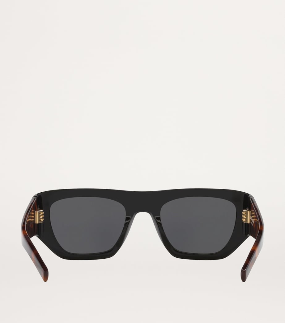 Saint Laurent pillowed square sunglasses in tortoiseshell with gold logo - British product