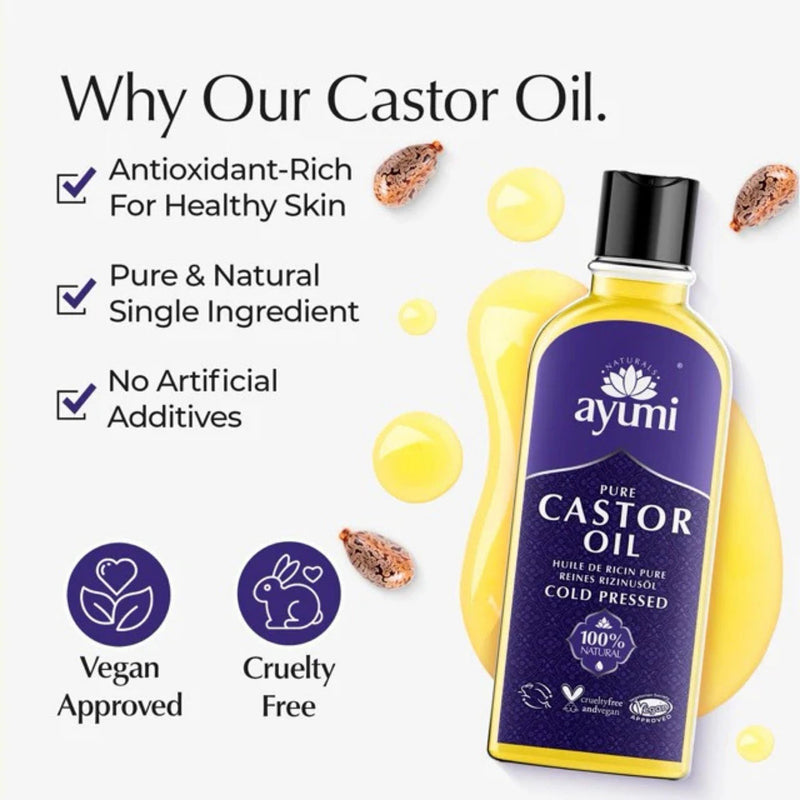 Ayumi cold pressed castor oil natural oil 150ml, imported from the UK