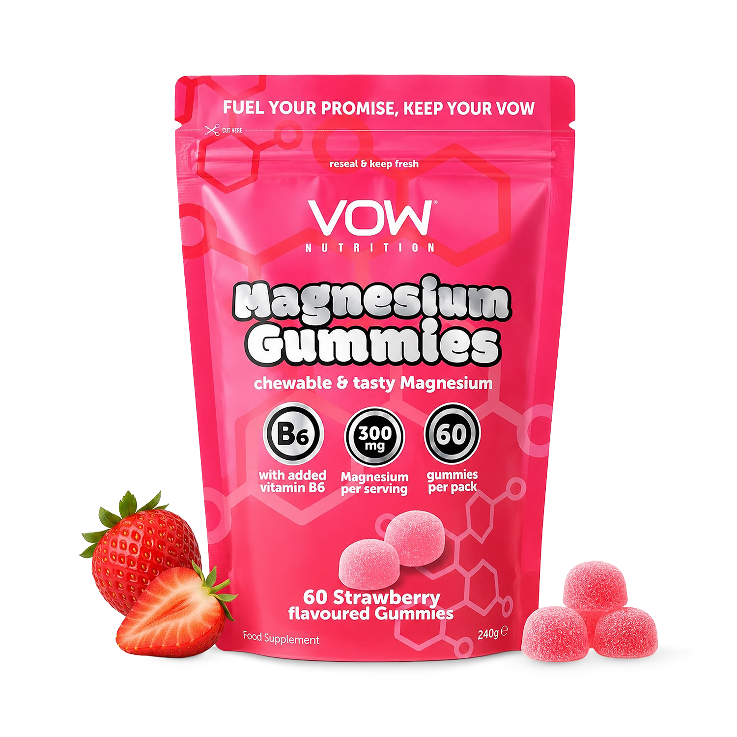 VOW Nutrition magnesium gummies strawberry 60 (British brand)