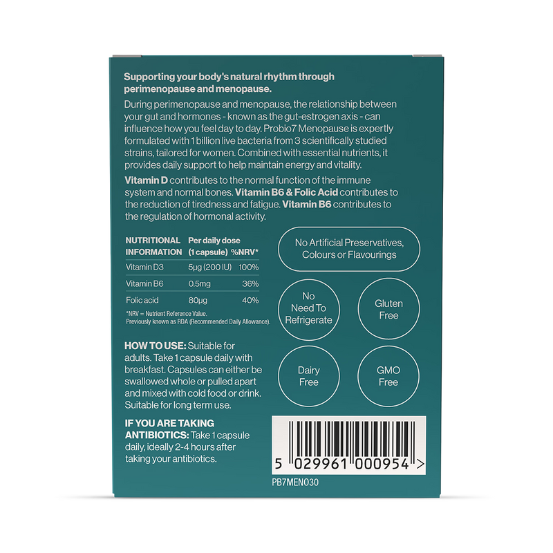 Probio7 Menopause 30 capsules, imported from the UK