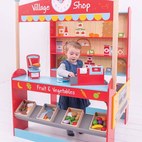 Bigjigs Toys Wooden Village Shop Playset GOODS Superdrug   