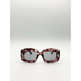 SVNX Oversized Chunky Rectangle Sunglasses In Brown Multi