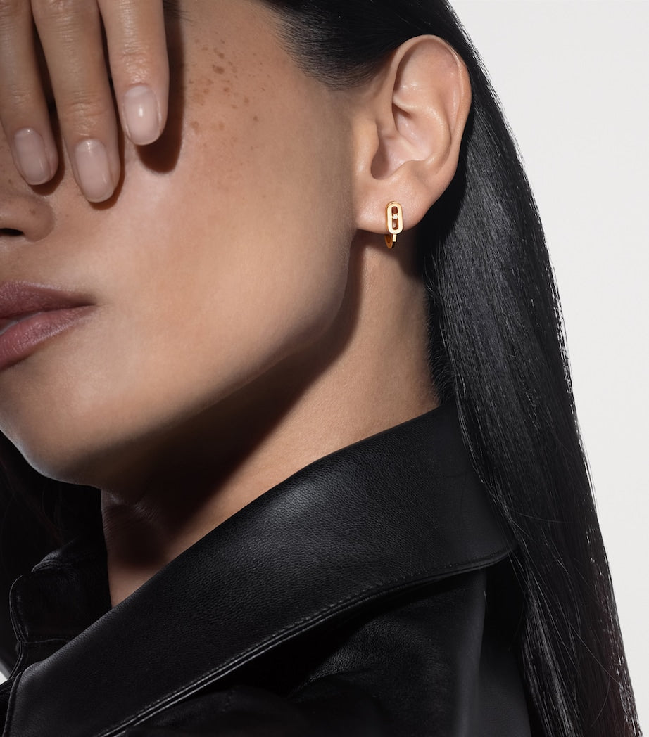 Messika Move Uno mini hoop earrings 18kt yellow gold diamond, UK version