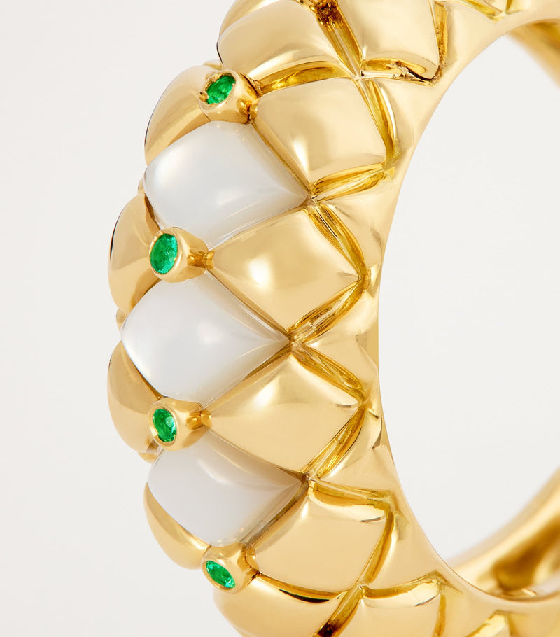 L'Atelier Nawbar Diamond Emerald Gold Ring, UK version