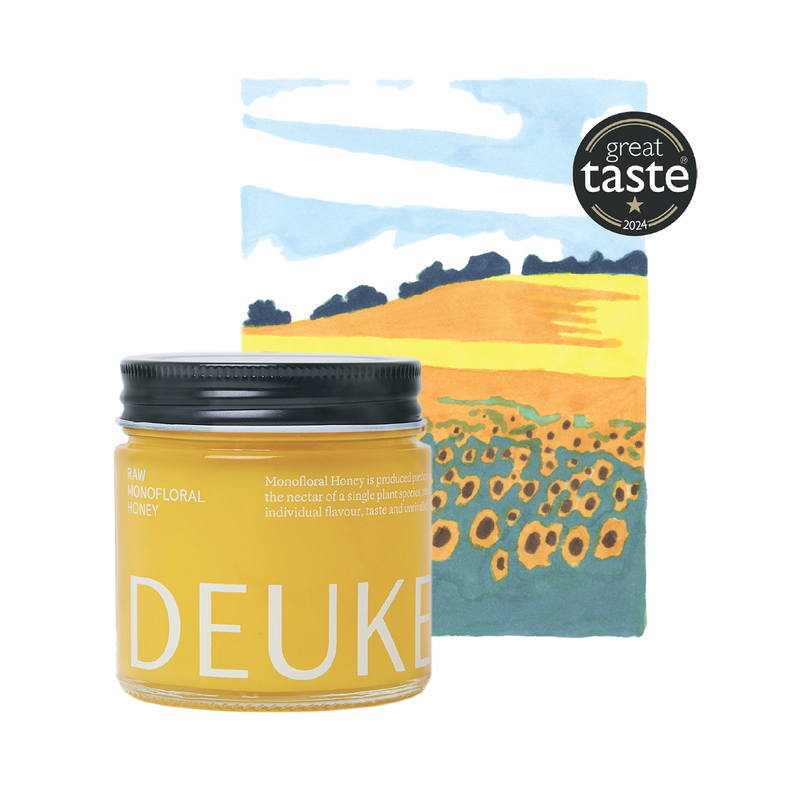 Deukes raw monofloral sunflower honey 250g (British brand)
