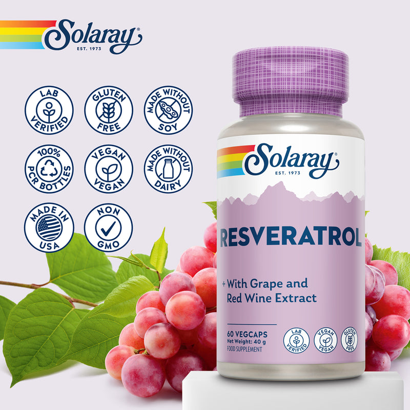Solaray Resveratrol Complex 60 vegan capsules (British brand)