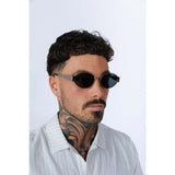 SVNX sunglasses silver grey rounded oval metal frame - British product