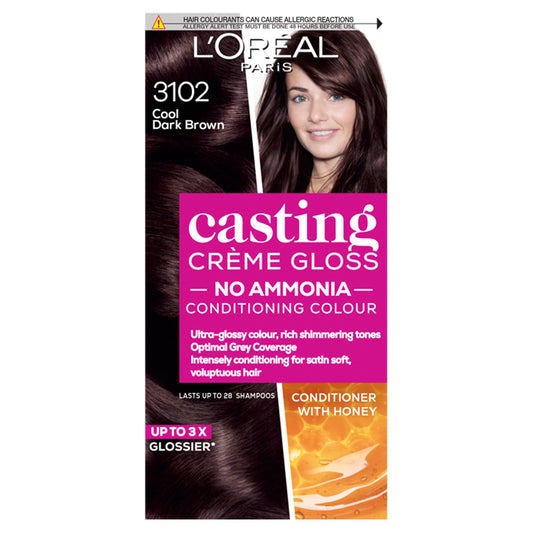 L'Oreal Paris Casting Creme Gloss Natural Permanent Hair Dye Cool Dark Brown 3102 Brunette Sainsburys   