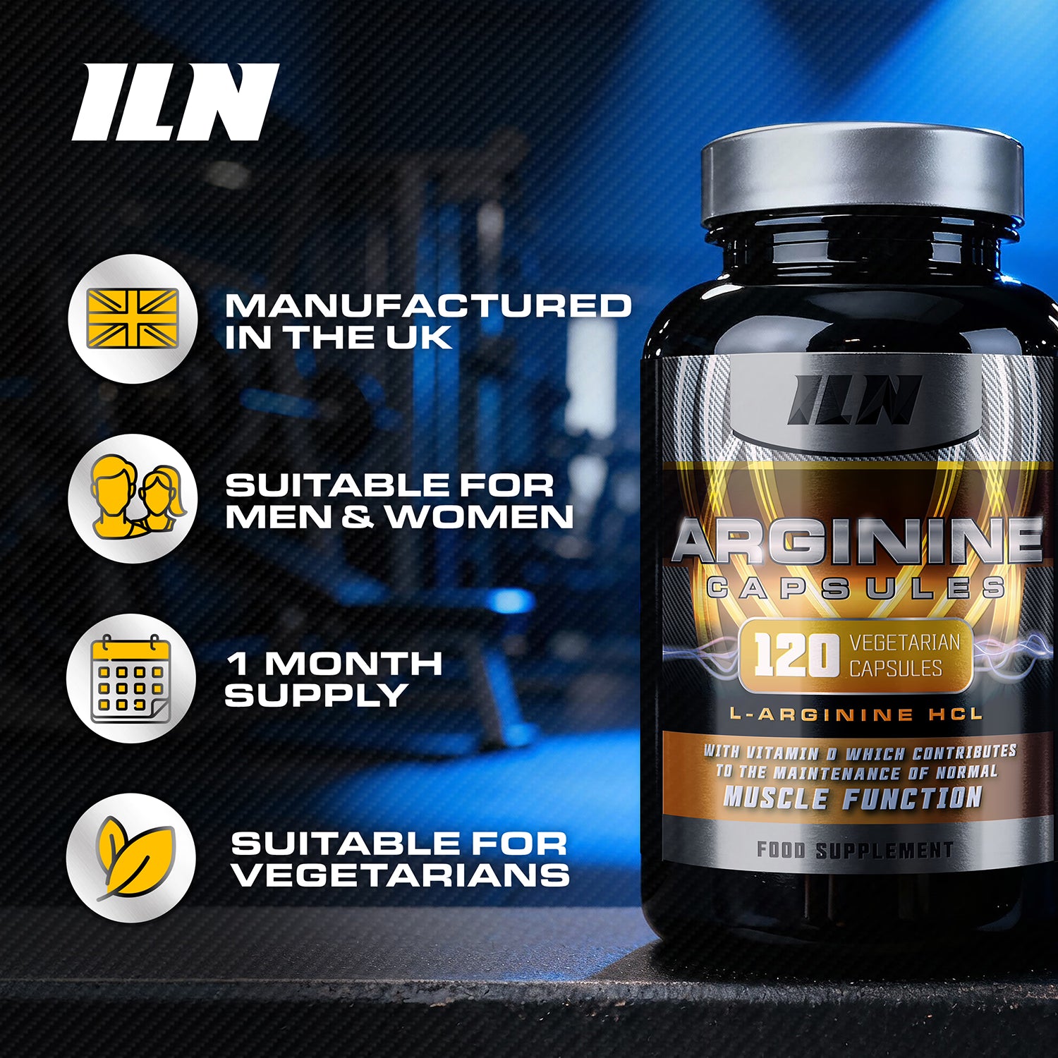 L Arginine capsules 2600mg with glutamine 120 capsules - British product