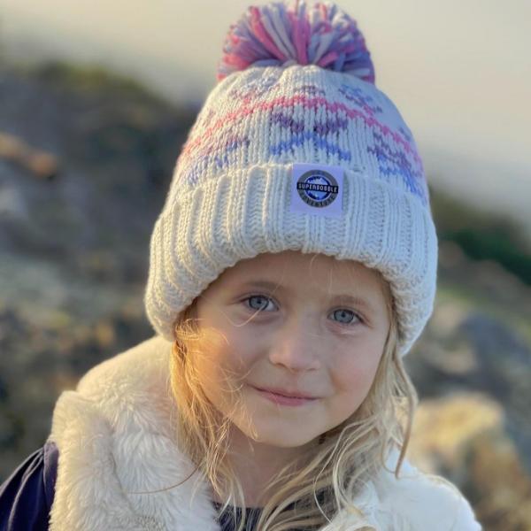 Superbobble reflective bobble hat Pastel Ice Crystal kids 4-8 years, UK version