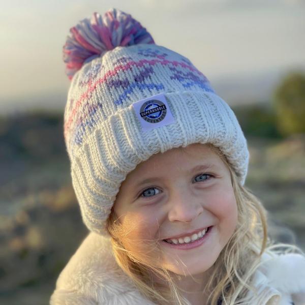 Superbobble reflective bobble hat Pastel Ice Crystal kids 4-8 years, UK version