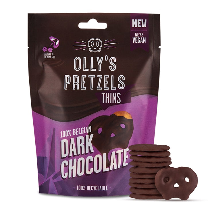 Olly's Pretzel Thins Dark Chocolate 90g Pretzels Holland&Barrett   