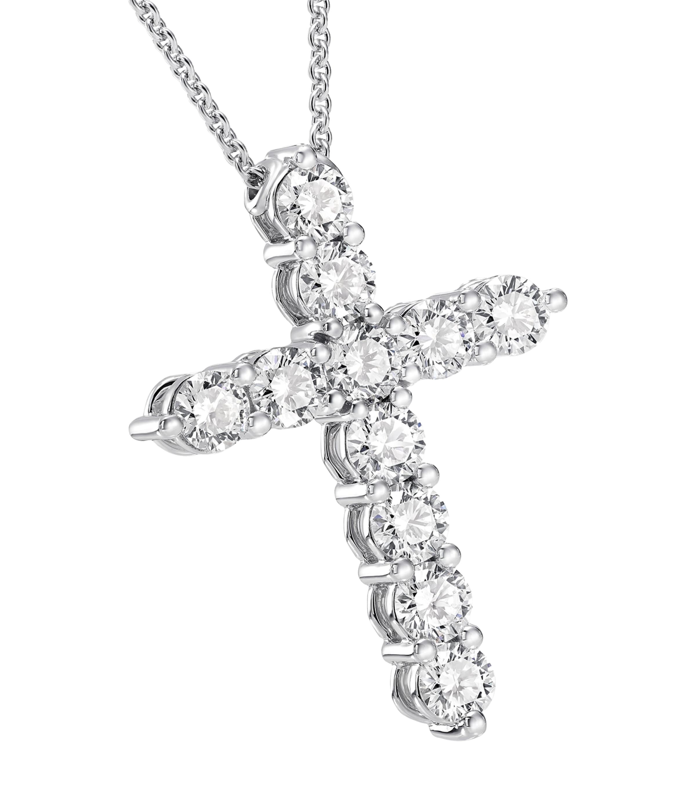 Graff white gold diamond necklace cross design 40cm, UK version