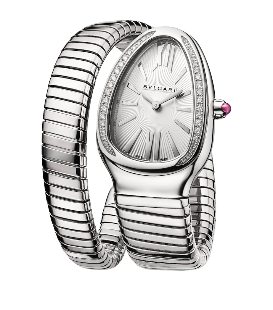 Bvlgari Serpenti Tubogas stainless steel diamond watch 35mm, imported from the UK