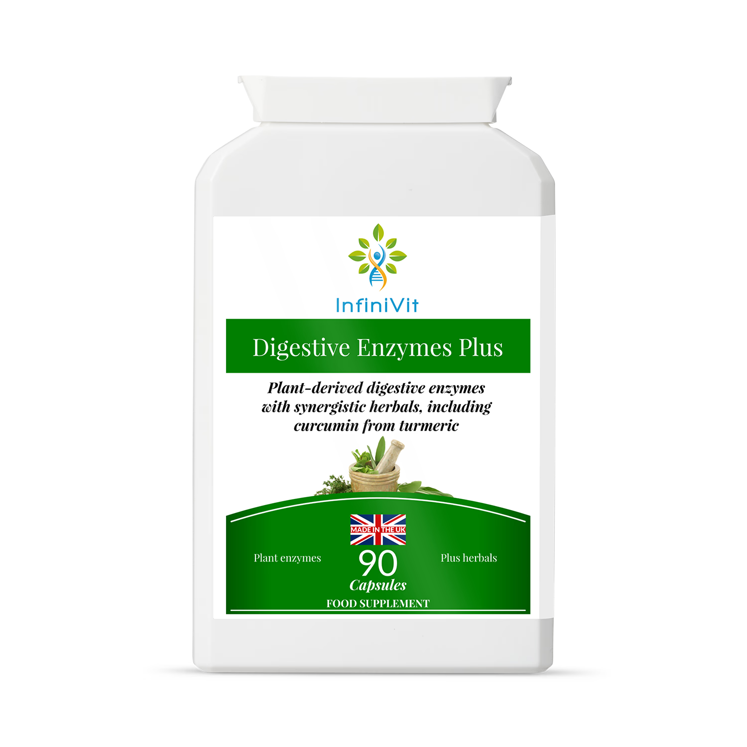 InfiniVit Digestive Enzymes Plus 90 Capsules, imported from the UK