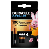 Duracell Optimum Alkaline AAA Batteries, pack of 4 General Household ASDA   