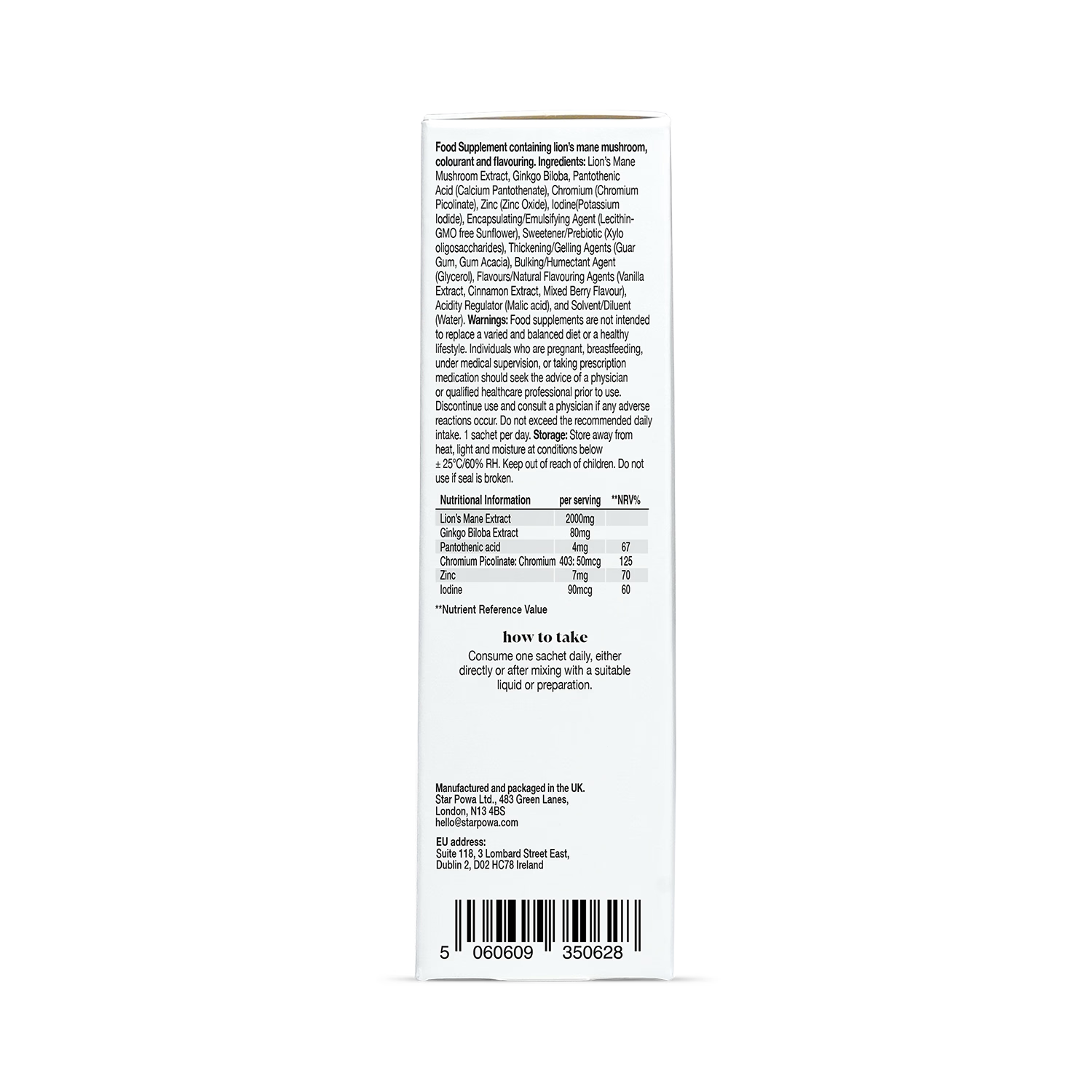 Starpowa Focus Lion's Mane liposomal supplement mixed berry, imported from the UK