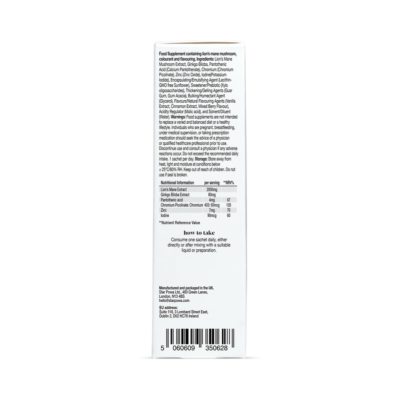 Starpowa Focus Lion's Mane liposomal supplement mixed berry, imported from the UK