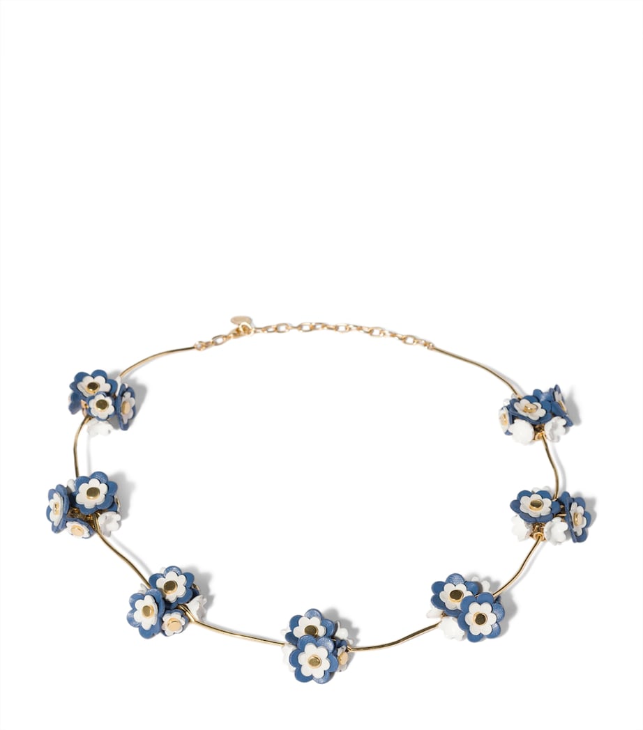 Miu Miu Lederbesatz Blumenkette Goldkette - Britisches Produkt
