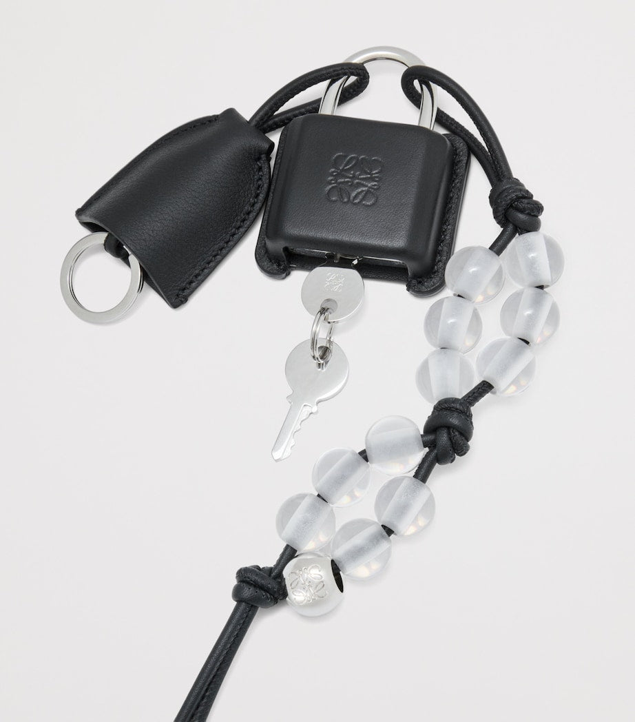 LOEWE Amazona padlock bag charm calfskin stainless steel, UK version
