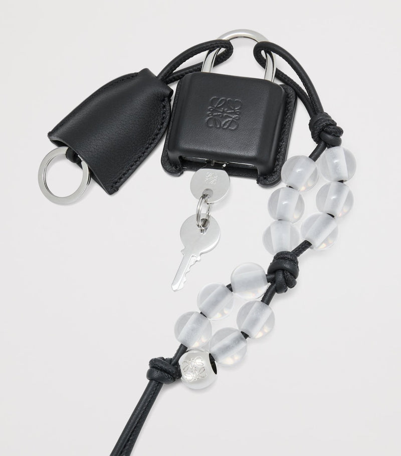 LOEWE Amazona padlock bag charm calfskin stainless steel, UK version