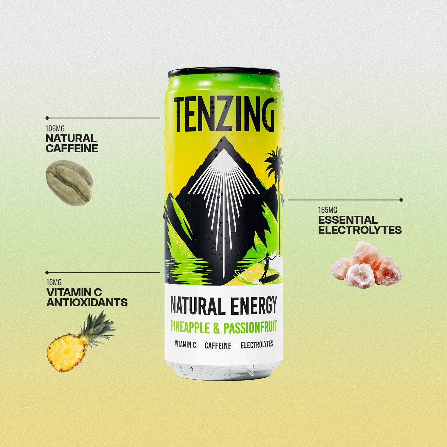Tenzing natural energy drink pineapple 4x330ml - British product