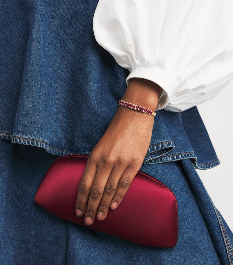 Suzanne Kalan rose gold diamond and ruby shimmer bangle (British brand)