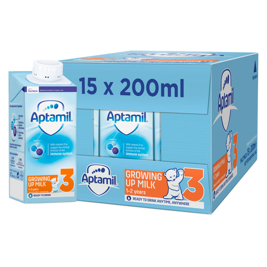 Aptamil 3 Growing Up Milk Liquid Ready To Feed Formula 1-2 Years Baby Milk ASDA   
