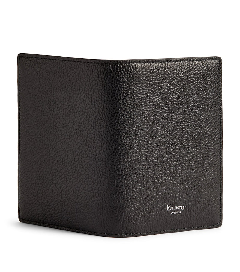 Mulberry grained leather passport holder with slimline design, imported from the UK