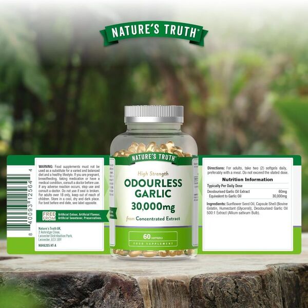 Nature's Truth odourless garlic supplement 60 softgels - British product