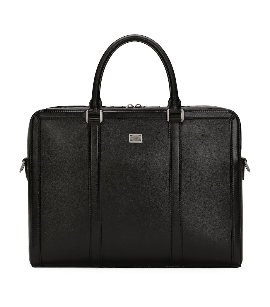 Dolce&Gabbana calfskin briefcase with ruthenium-plated tag, imported from the UK