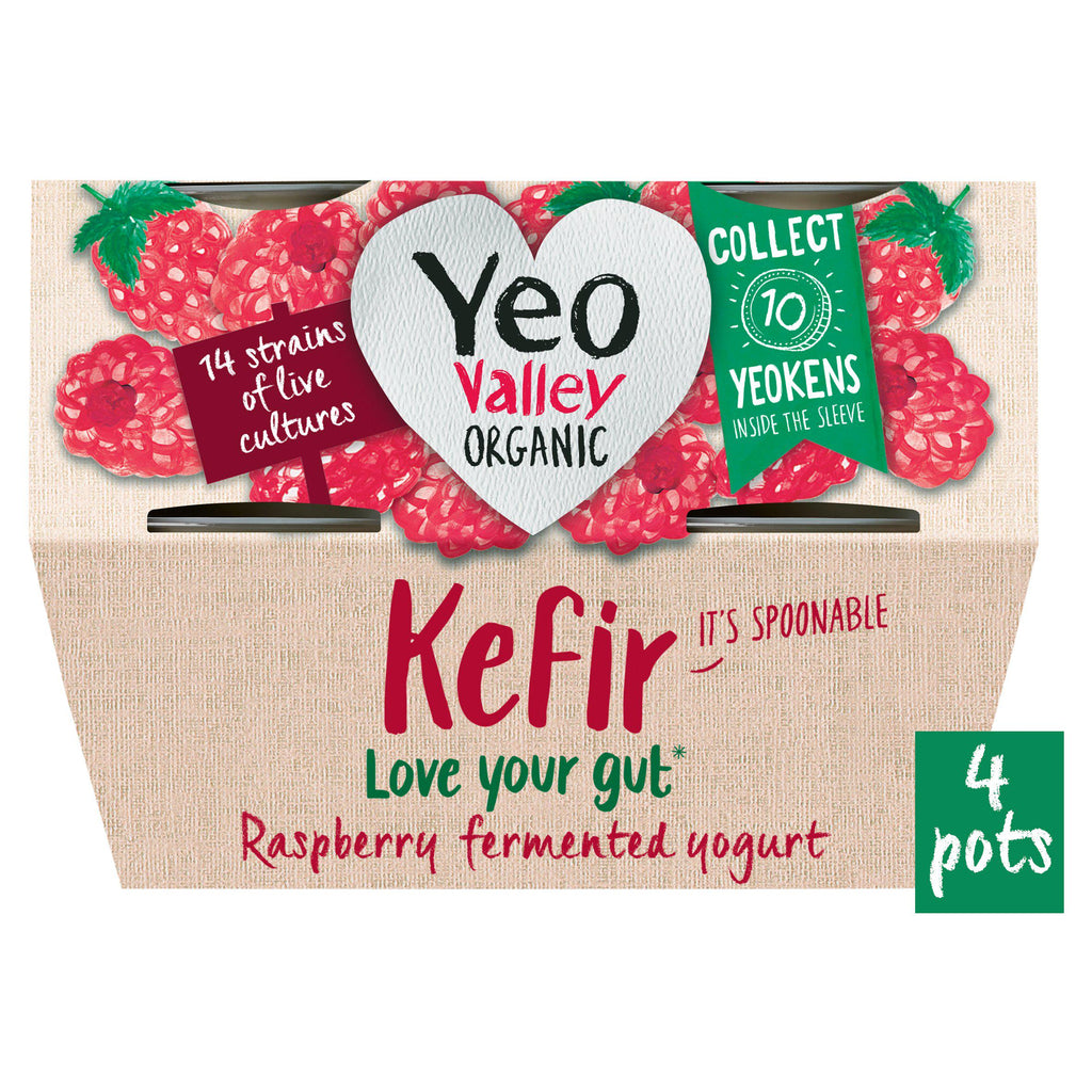 Yeo Valley Organic Kefir Raspberry Yogurt Pack 4x100g