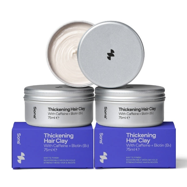 Sons caffeine-enriched thickening hair clay 3-pack 75ml each - British product