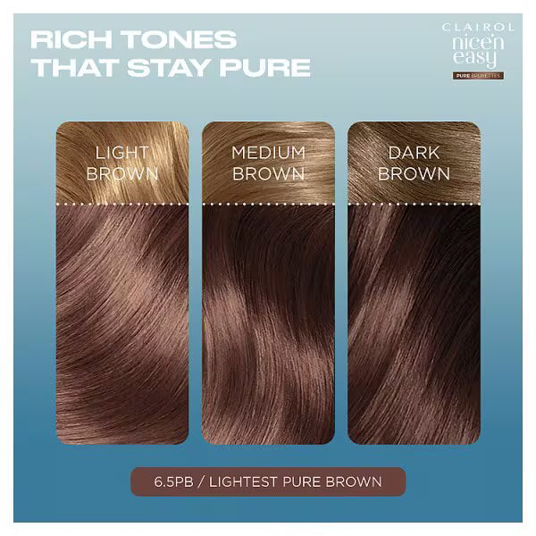 Clairol Nice'n Easy Pure Brunettes Latte Brown hair dye - British product