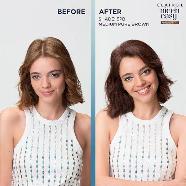Clairol Nice'n Easy Pure Brunettes Latte Brown hair dye - British product