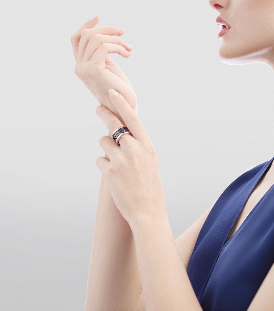 Bvlgari B.zero1 four-band ring rose gold black ceramic, imported from the UK