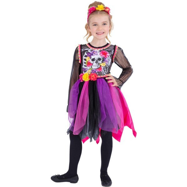 Smiffys Day of the Dead pom-pom costume dress and headband - British product