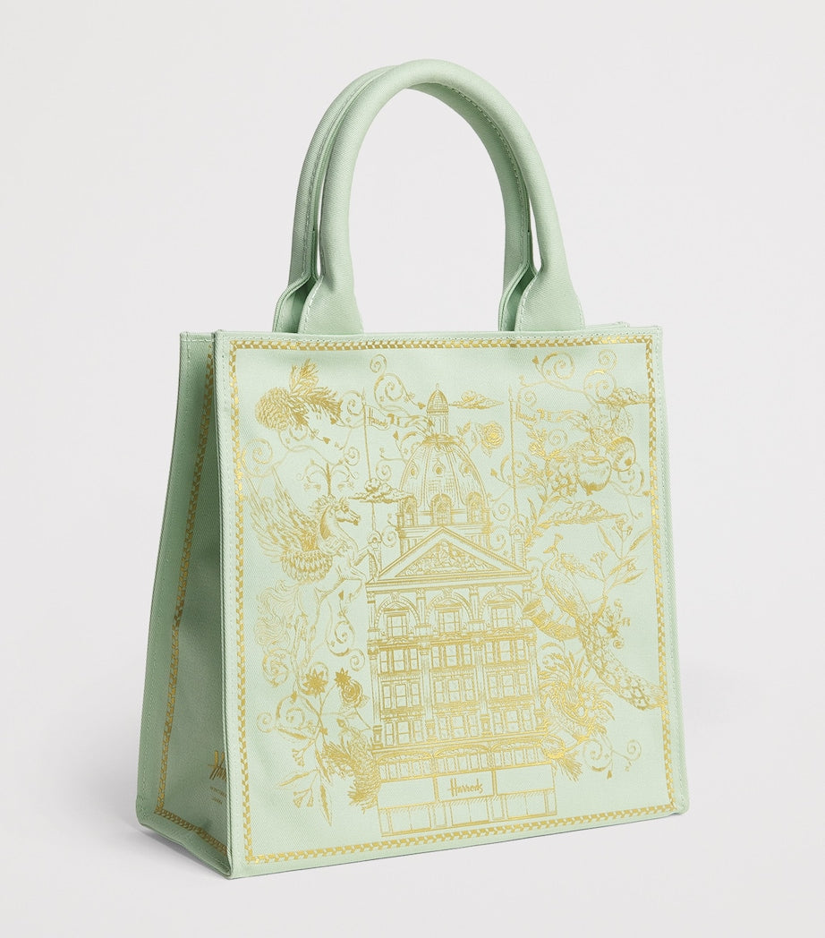 Harrods small gold building shopper bag canvas, UK version