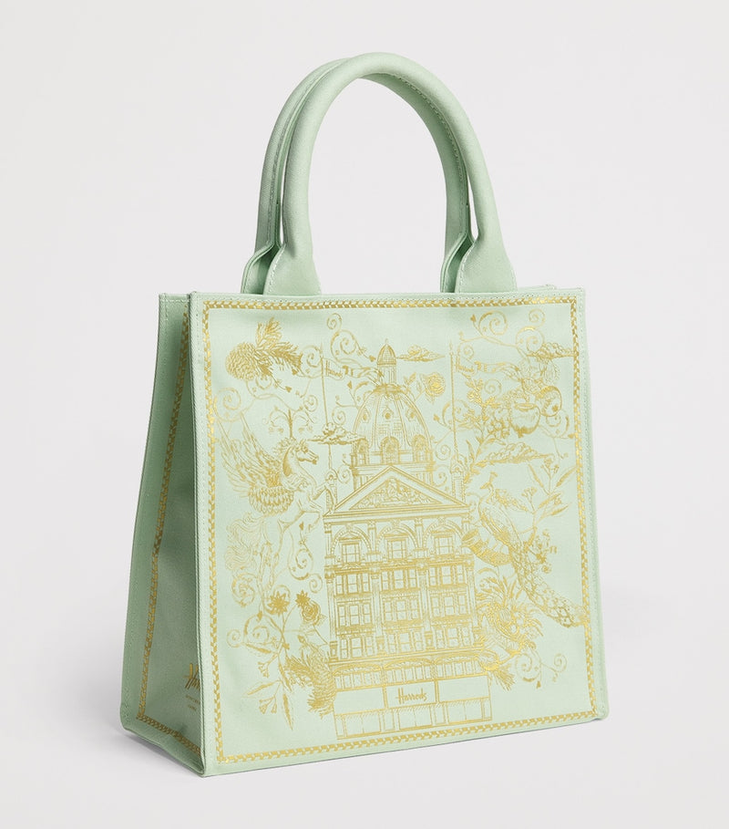 Harrods small gold building shopper bag canvas, UK version