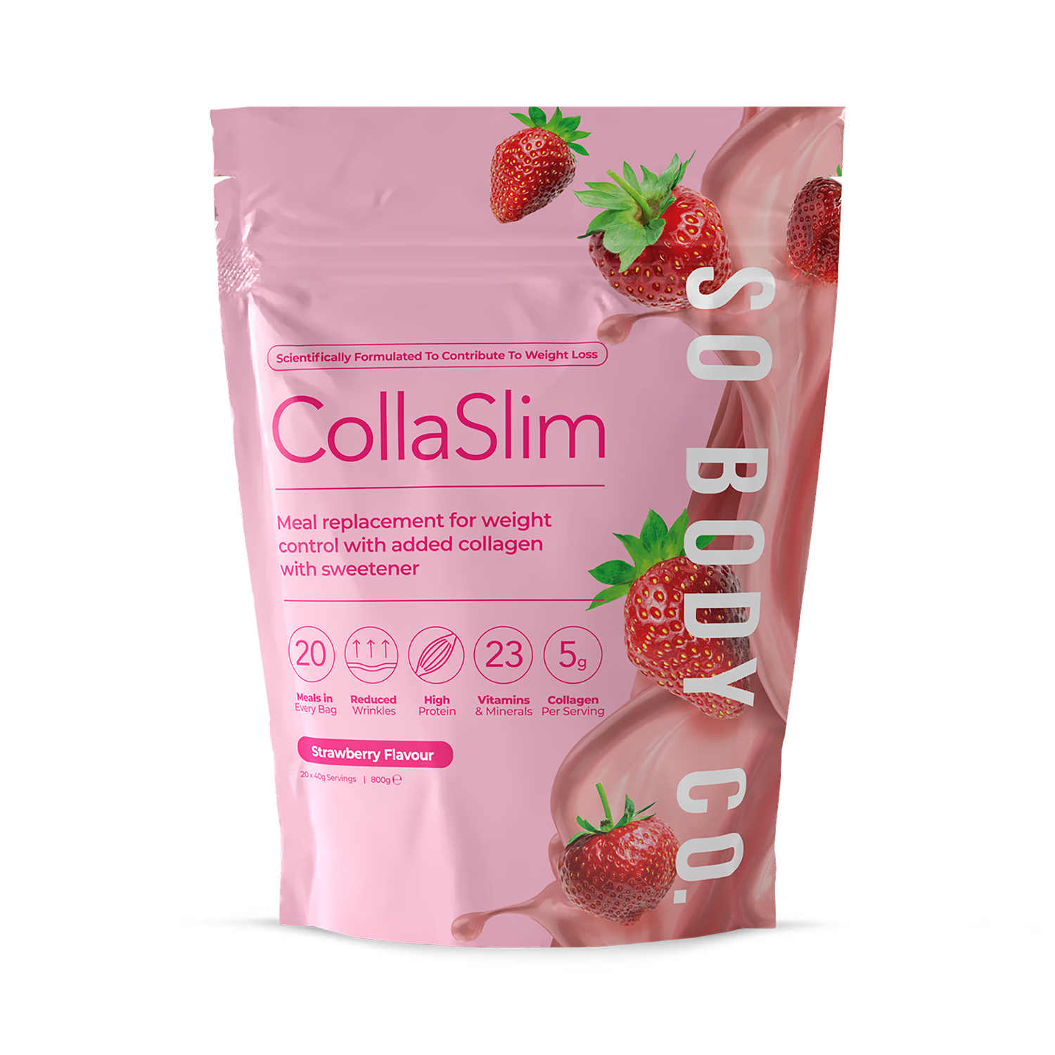 So Body Co CollaSlim strawberry meal replacement shake 40g, UK version